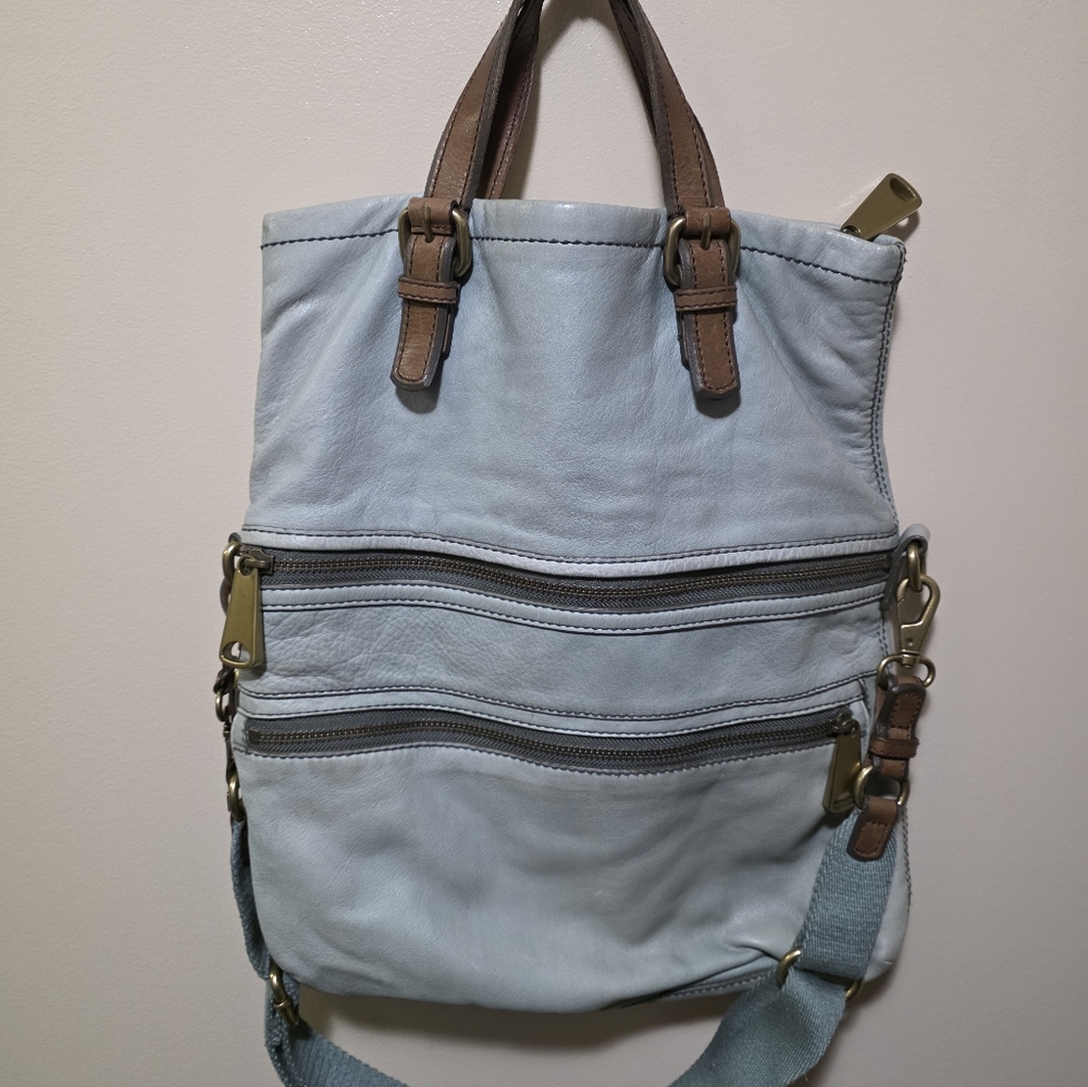 Vintage Mint Fossil Foldover Crossbody